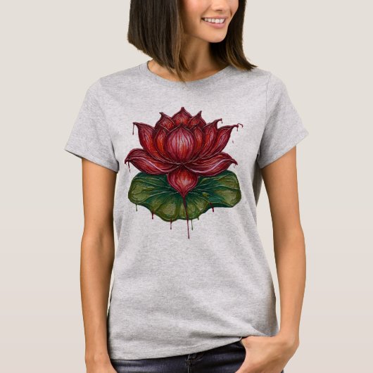 T-shirt Fleur Lotus de style Crayon Femmes (Devant)