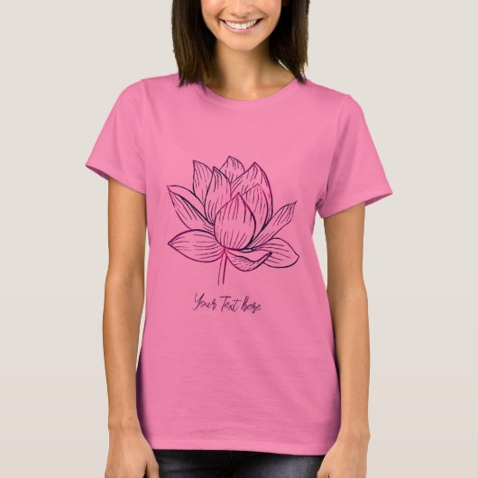 T-shirt Fleur Lotus Illustration violet foncé Personnalisé (Devant)