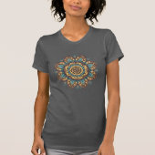 T-shirt Fleur Mandala complexe bleu et jaune (Devant)