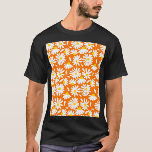 T-shirt Fleur marguerite rétro : orange vintage.