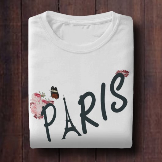 T-shirt Fleur marguerite rose de Paris et papillon