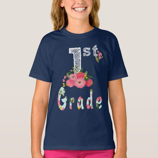 T-shirt Fleur mignonne 1ère année Retour à l'école (Devant)