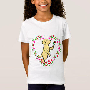 T-Shirt Fleur minuscule jaune de coeur de Labrador