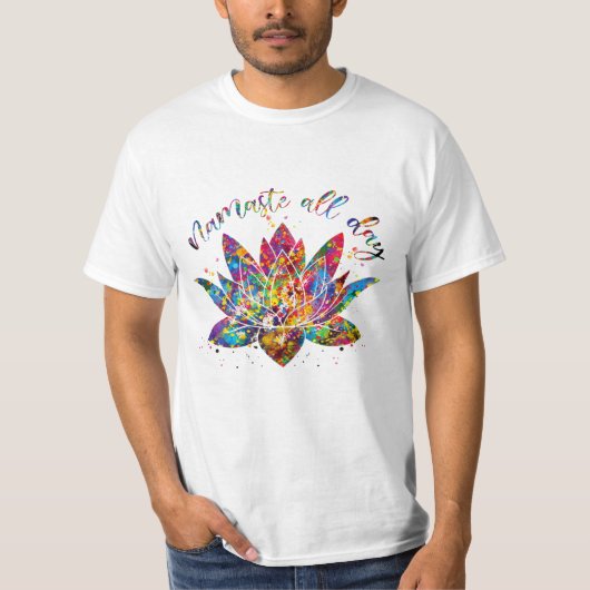 T-shirt Fleur Namaste Yoga Aquarelle (Devant)