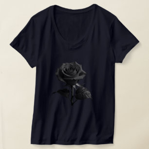 T-shirt Fleur Noir Élégant