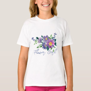 T-shirt Fleur Nom Fille Belle Mariage Floral Violet