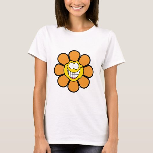 T-shirt Fleur Orange Heureuse (Devant)