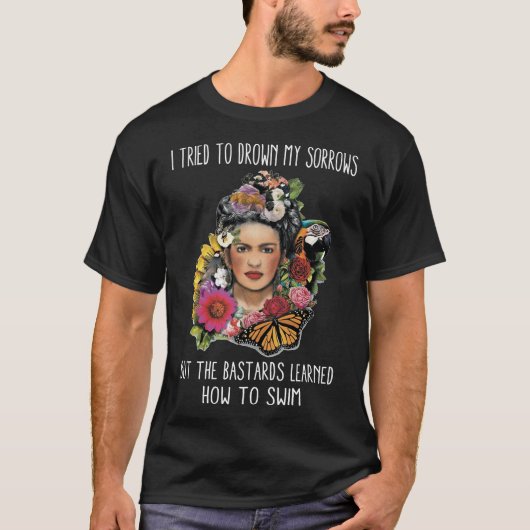 T-shirt fleur papillon Frida Kahlo peintre art pour les fa (Devant)