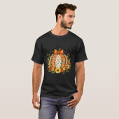T-shirt Fleur patchwork citrouille Thanksgiving automne (Devant entier)