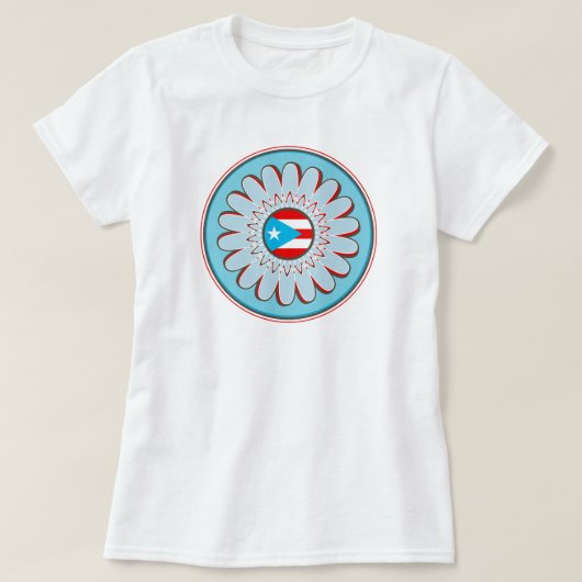 T-shirt Fleur portoricaine de Boho de bleu de ciel de (Design devant)