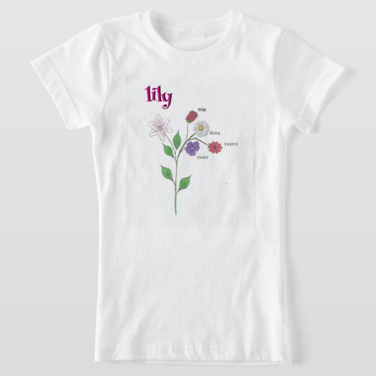 T-Shirt Fleur pour Fille au Nom de Lily (Poser)