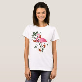 T-shirt Fleur printemps d'été avec Flamant rose rose (Devant entier)