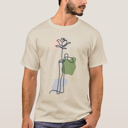 T-shirt Fleur Rose Abstrait (Devant)