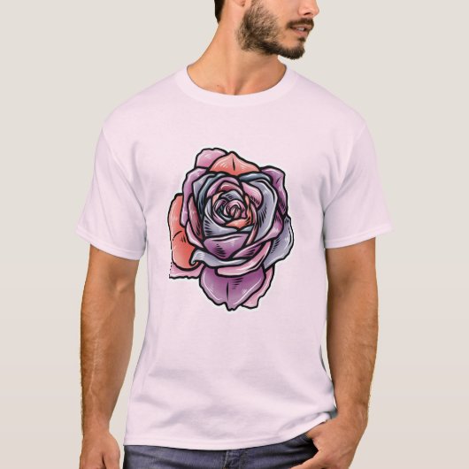 T-shirt Fleur Rose coloré (Devant)