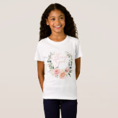 T-Shirt Fleur rose Fleur Script Aquarelle Wreath (Devant entier)
