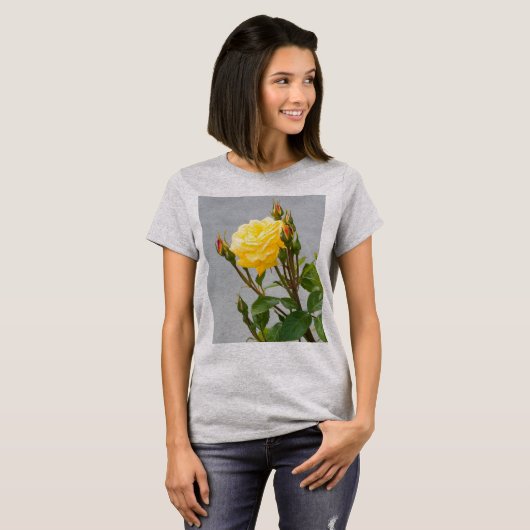 T-shirt Fleur rose jaune (Devant entier)