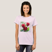 T-shirt Fleur rose rouge (Devant entier)