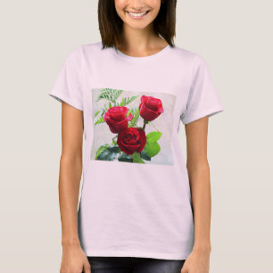 T-shirt Fleur rose rouge