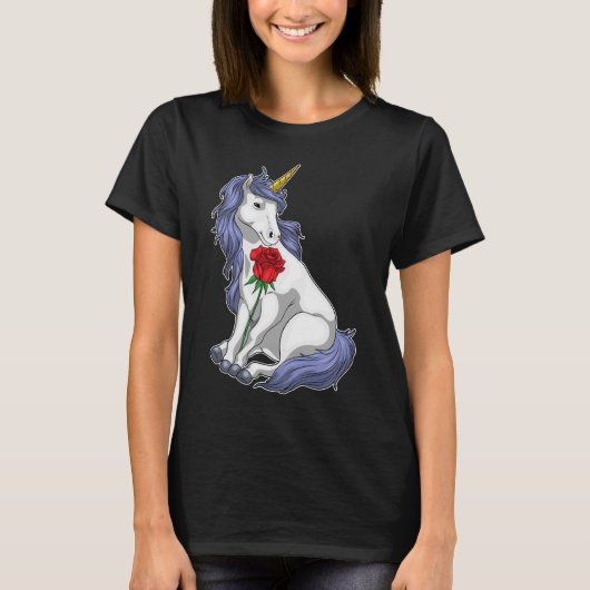 T-shirt Fleur Rose Unicorne (Devant)
