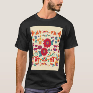 T-shirt Fleur Rouge Beige Scandi Ethnique Mignonne Automne