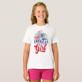 T-shirt Fleur rouge blanc et bleu All American Girl T-Shir (Devant entier)