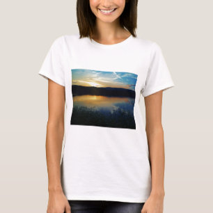 T-shirt Fleur sauvage, coucher de soleil bleu