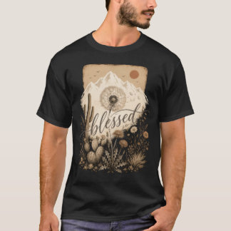 T-shirt Fleur Sauvage Désertique Botanique Vintage Montagn