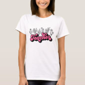 T-shirt Fleur sauvage enseignant de Pink Retro (Devant)