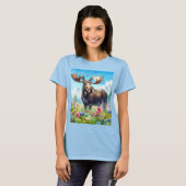 T-shirt Fleur sauvage et mignonne orignal (Devant entier)