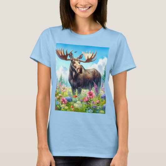 T-shirt Fleur sauvage et mignonne orignal (Devant)