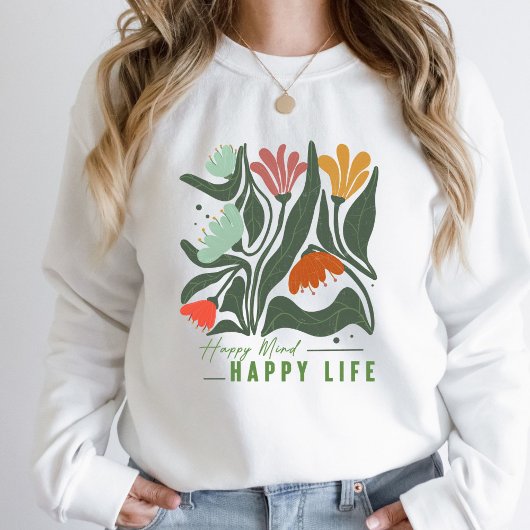 T-shirt fleur sauvage Happy Mind Happy Life