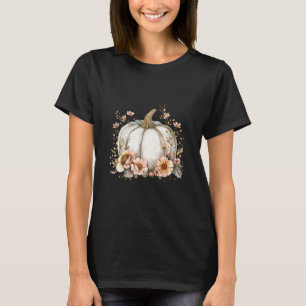 T-shirt Fleur Sauvage Saison Citrouille Automne Feuilles d