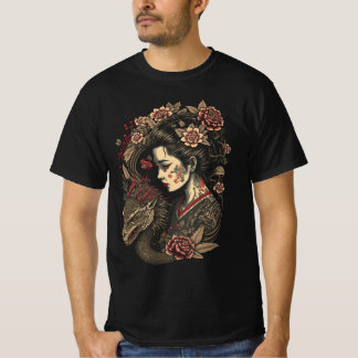 T-shirt Fleur silencieuse - Geisha & Dragon en Harmonie
