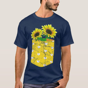 T-shirt Fleur soleil fleurs mignonne poche hippie Sunflo