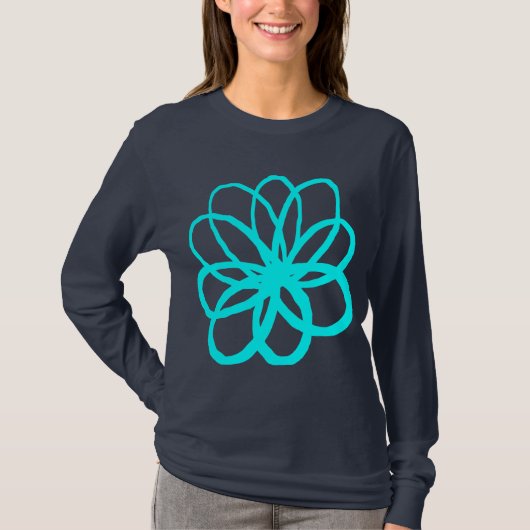 T-shirt Fleur spontanée - Cyan (Devant)