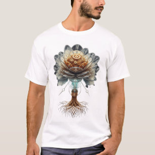T-shirt Fleur temporelle Steampunk : Moteur de la nature m