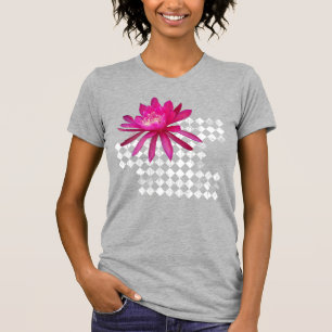 T-shirt Fleur tropicale rose et motif diamant