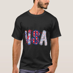 T-shirt Fleur USA Coquette Nœud Prépa 4 juillet