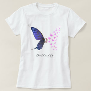 T-shirt Fleur vintage de papillon rose pourpre