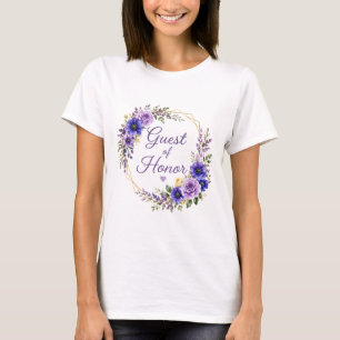 T-shirt Fleur violet jaune Invitée d'honneur Anniversaire