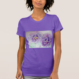 T-shirt Fleur violette de couleur violette de l'eau Pansy 