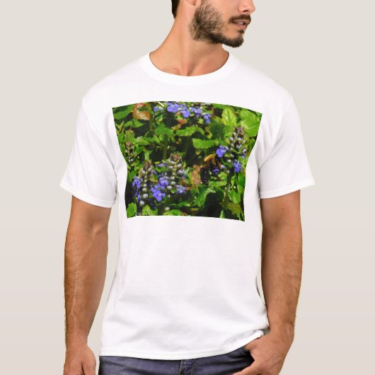 T-shirt Fleur violette et abeille boursouflante (Devant)