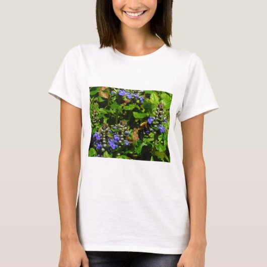 T-shirt Fleur violette et abeille boursouflante (Devant)
