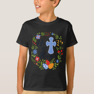 T-shirt Fleur Wreath Il Est Ressuscité Jésus Christian Hap
