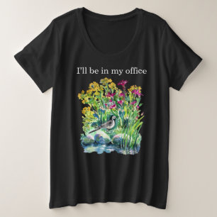 T-shirt fleuri en aquarelle « Je serai dans mon bu