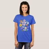 T-shirt fleuri femme bleu avec imprimé fleur (Devant entier)