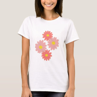 T-shirt Fleurissant en rose et marron