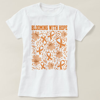 T-shirt Fleurit Avec Espoir Floral & Orange Ribbon Leukemi