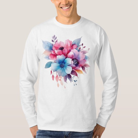T-shirt Fleurs à l'aquarelle conception florale (Devant)