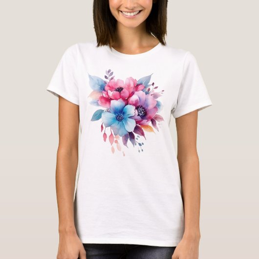 T-shirt Fleurs à l'aquarelle conception florale (Devant)